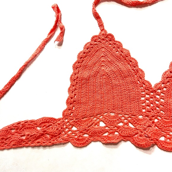 Crochet peach halter top Sz M & L - Picture 5 of 11